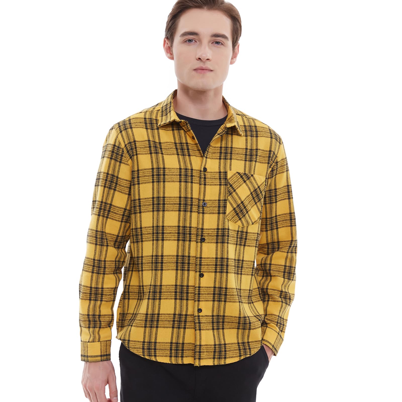 Men's Plaid Flannel Shirts Long Sleeve Button Down Work Casual Shirt