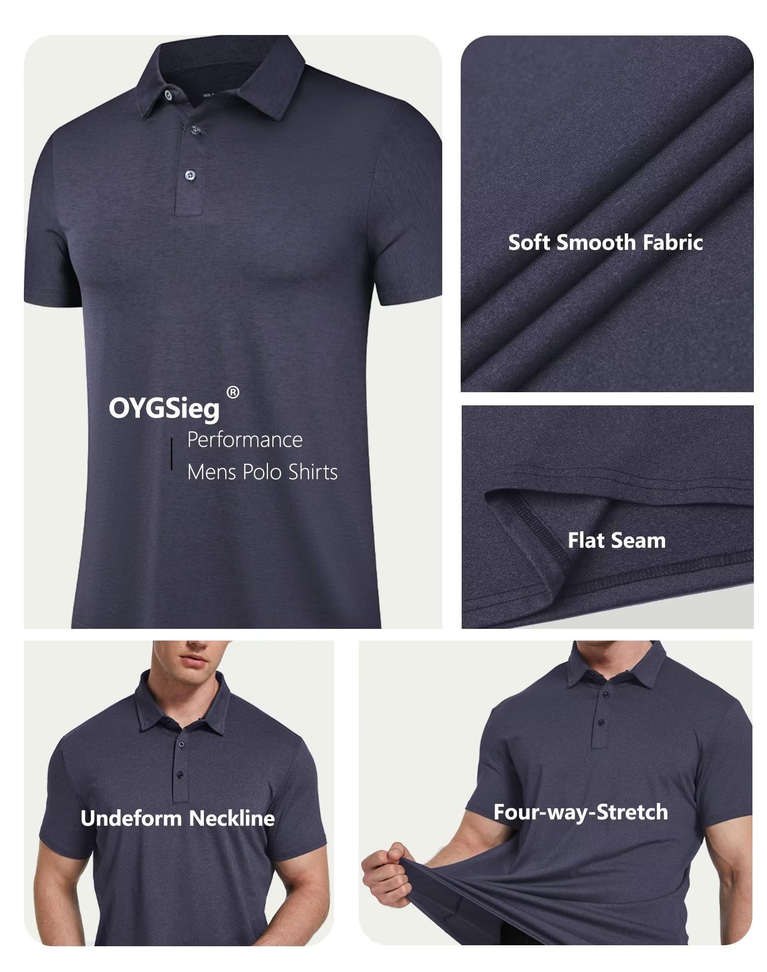 OYGSieg 6 Pack Men's Polo Shirts Performance Short Sleeve Golf Shirt Moisture Wicking Athletic Casual Collared T-Shirt SetDO