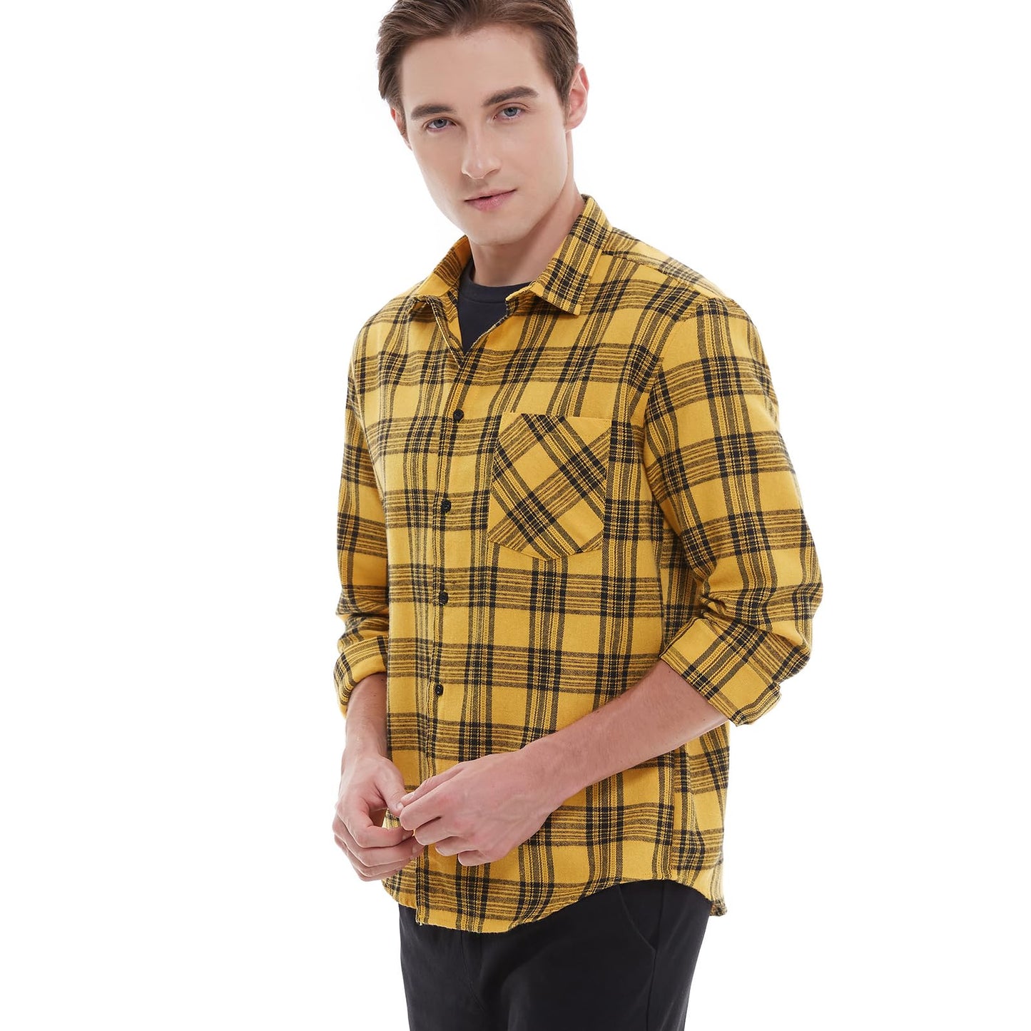 Men's Plaid Flannel Shirts Long Sleeve Button Down Work Casual Shirt