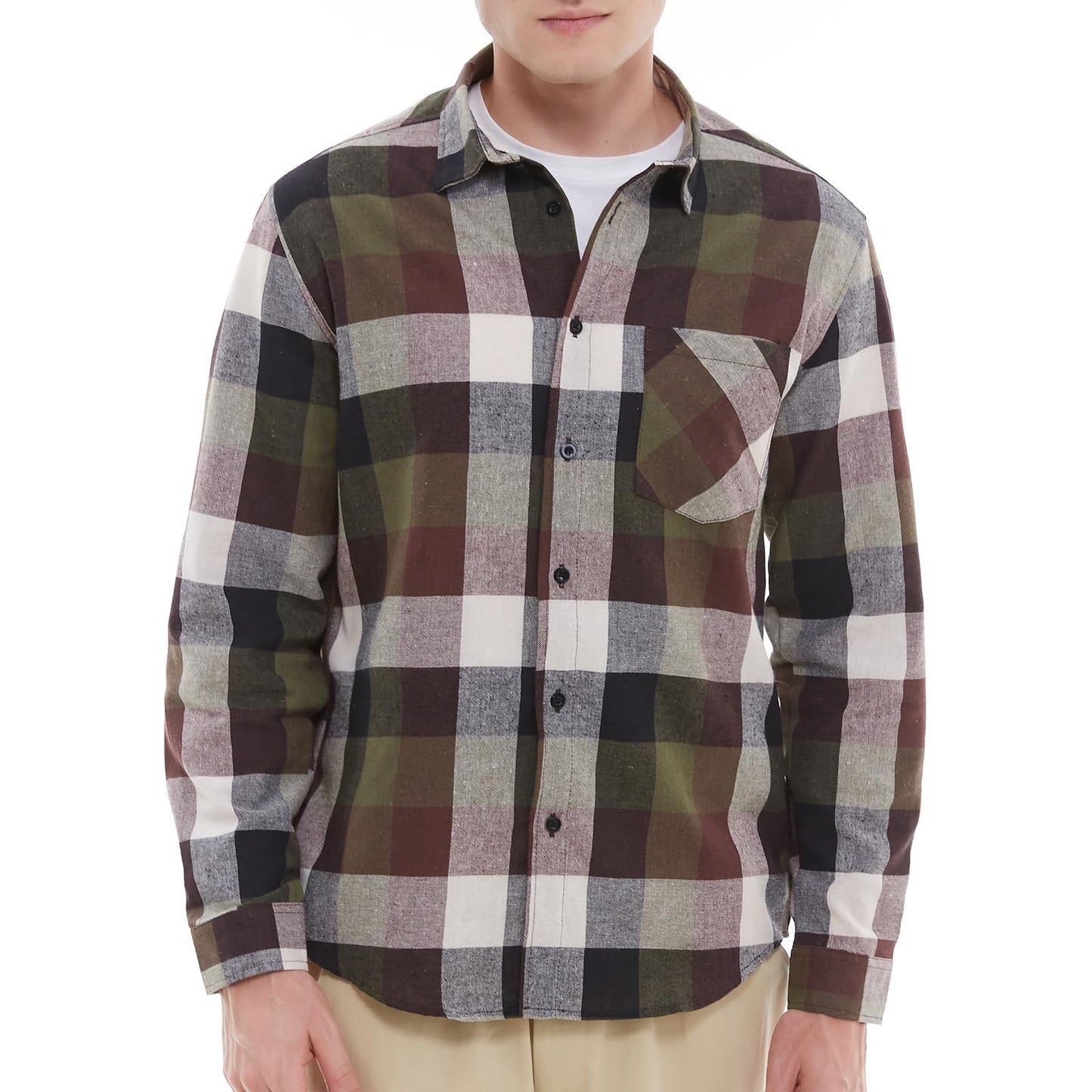 Men's Plaid Flannel Shirts Long Sleeve Button Down Work Casual Shirt