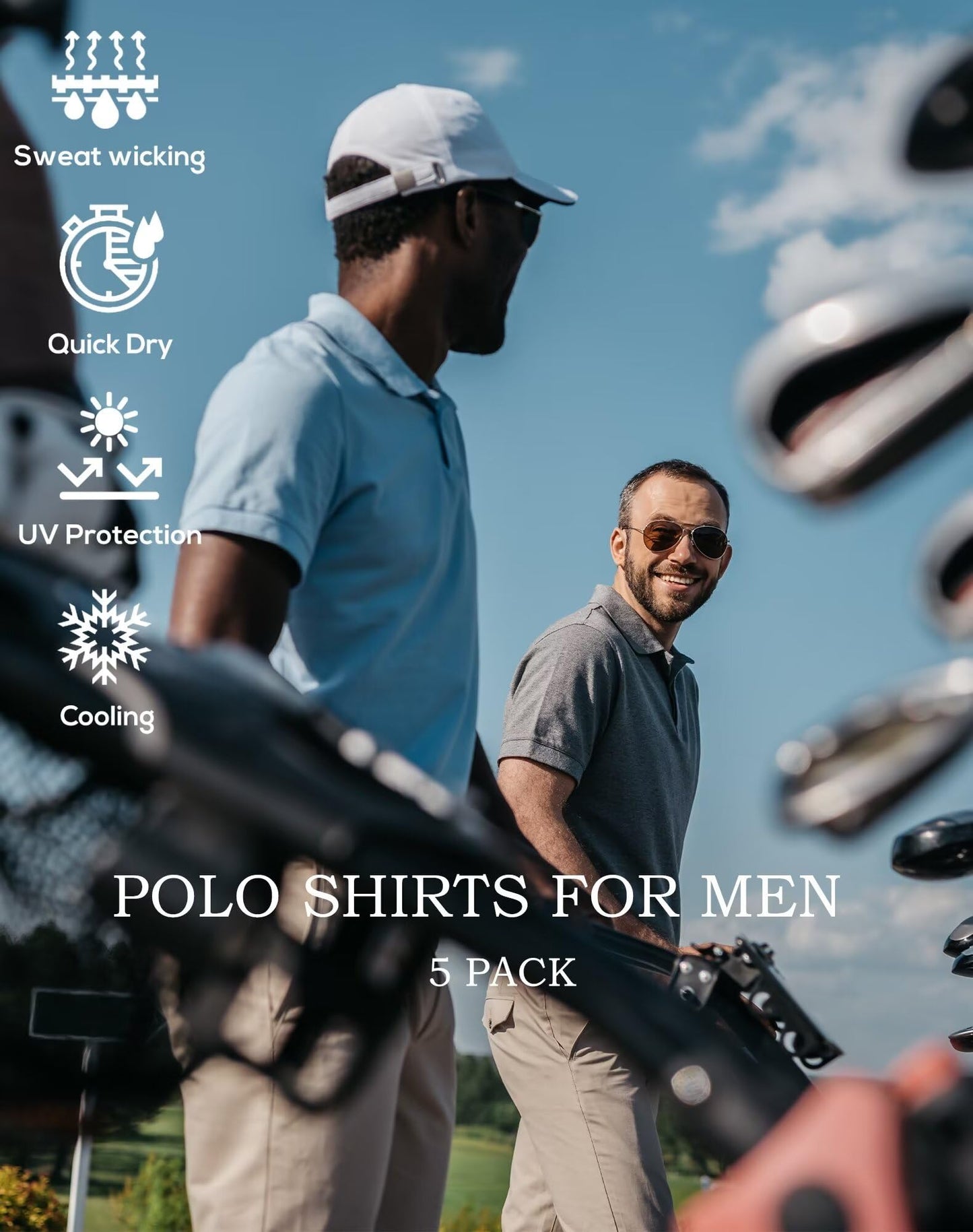 OYGSieg 6 Pack Men's Polo Shirts Performance Short Sleeve Golf Shirt Moisture Wicking Athletic Casual Collared T-Shirt SetDO