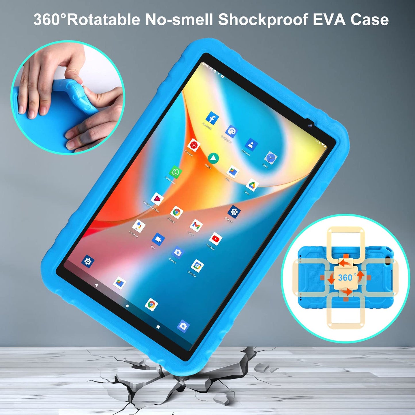 2024 Tablet 10 inch Android 13 Tablets with 14GB RAM 128GB ROM, Octa-Core, 8000mAh, Drop-Proof Case, HD IPS Display, 5G+2.4G WiFi, Bluetooth 5.0, GPS, TF 1TB, Split Screen Support,Metal Body -Black