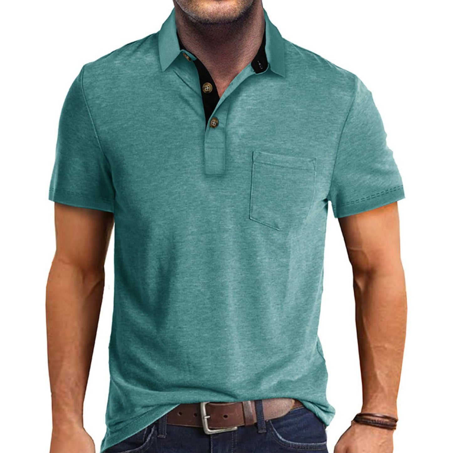 Men's Casual Polo Shirts Classic Button Basic Short Sleeve Shirt Solid Color Cotton Tees Golf Stylish Tops