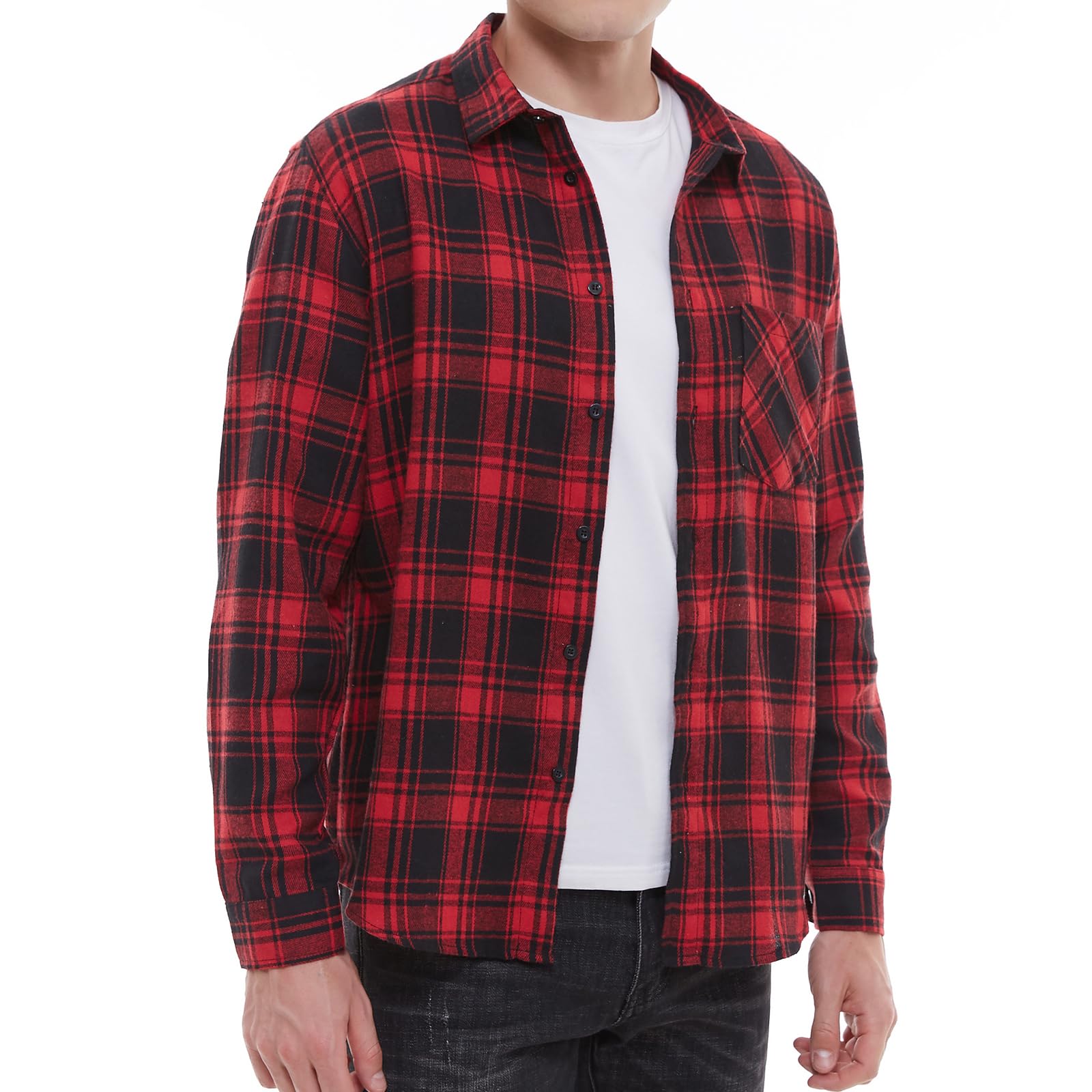 Men's Plaid Flannel Shirts Long Sleeve Button Down Work Casual Shirt