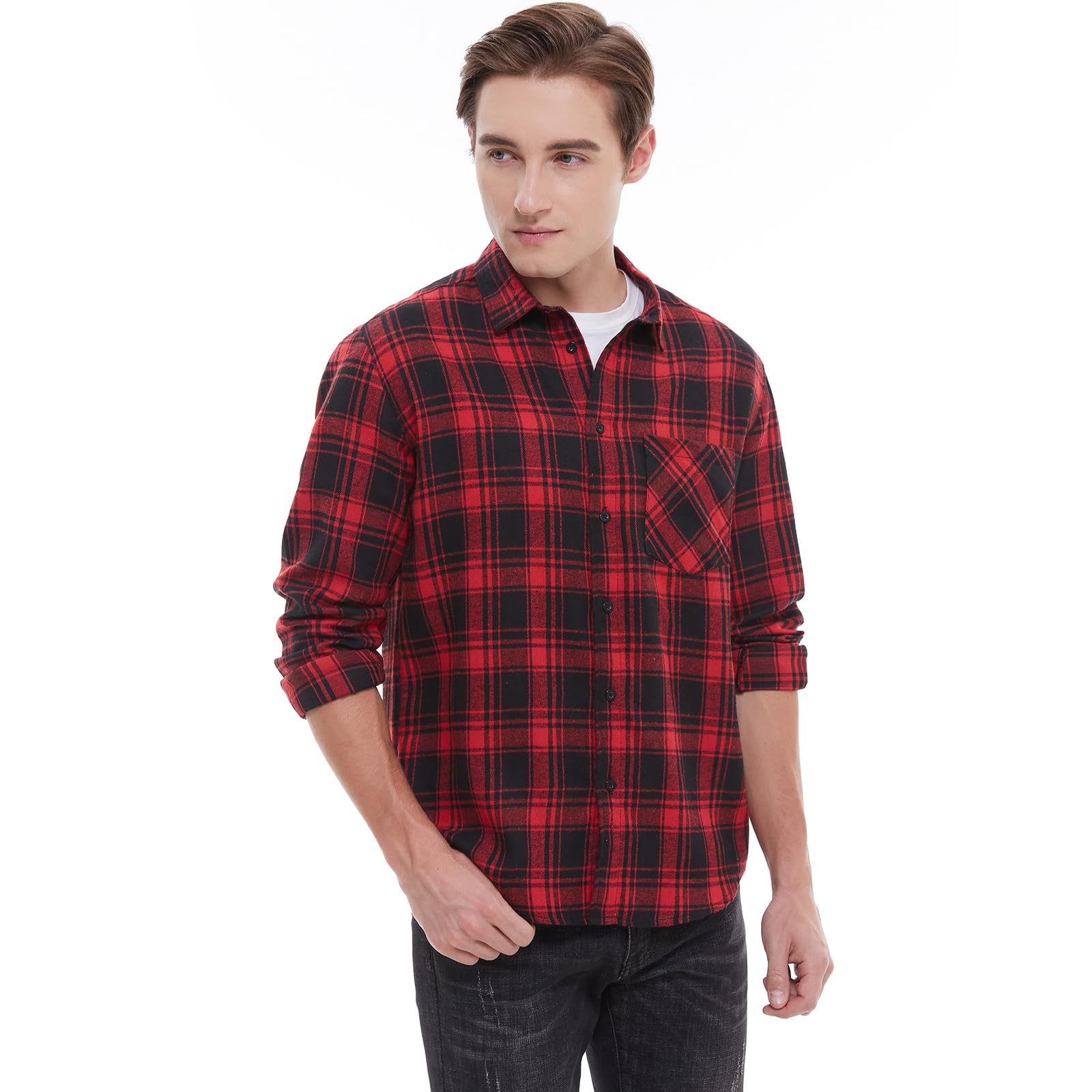 Men's Plaid Flannel Shirts Long Sleeve Button Down Work Casual Shirt