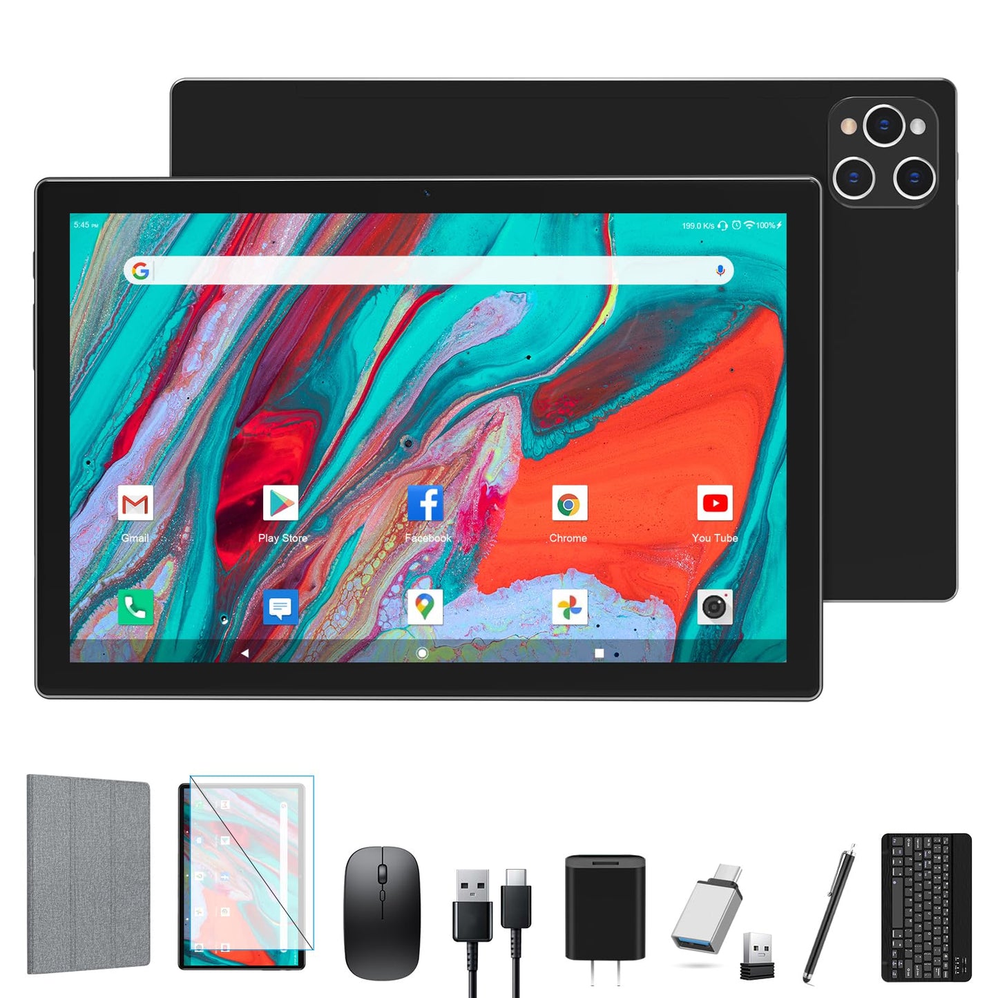 Tablet 2024 Latest Android 13 Tablet 128GB + 16GB (8+8 Expand) Large Storage, 2 in 1 Tablet with Keyboard, Octa-Core Processor Tablet 10 Inch Screen, 5G WiFi Tablet Bluetooth/Mouse/Case/13MP Camera