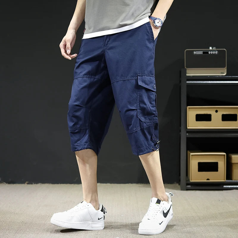 2024 Summer Men's Cargo Shorts Men Comfortable Breathable Multi Pocket Casual Cotton Capri Cropped Trousers Tactical Shorts 5XL