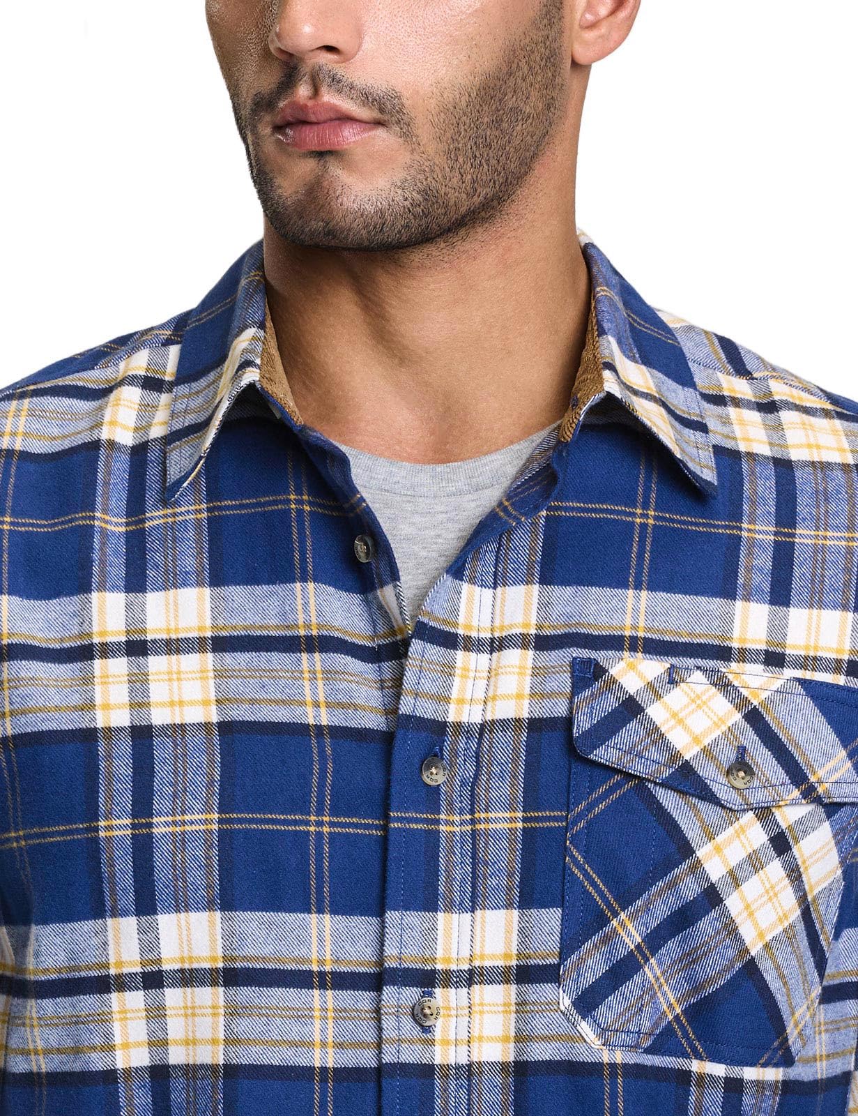 CQR Men's All Cotton Flannel Shirt, Long Sleeve Casual Button Up Plaid Shirt, Brushed Soft Outdoor Shirts, Solid Hunter Green, Large