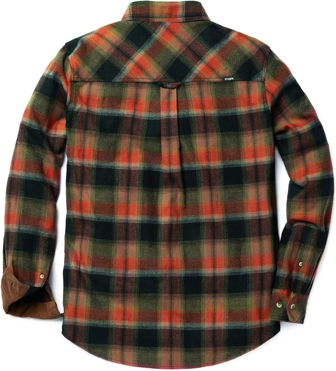 CQR Men's All Cotton Flannel Shirt, Long Sleeve Casual Button Up Plaid Shirt, Brushed Soft Outdoor Shirts, Solid Hunter Green, Large