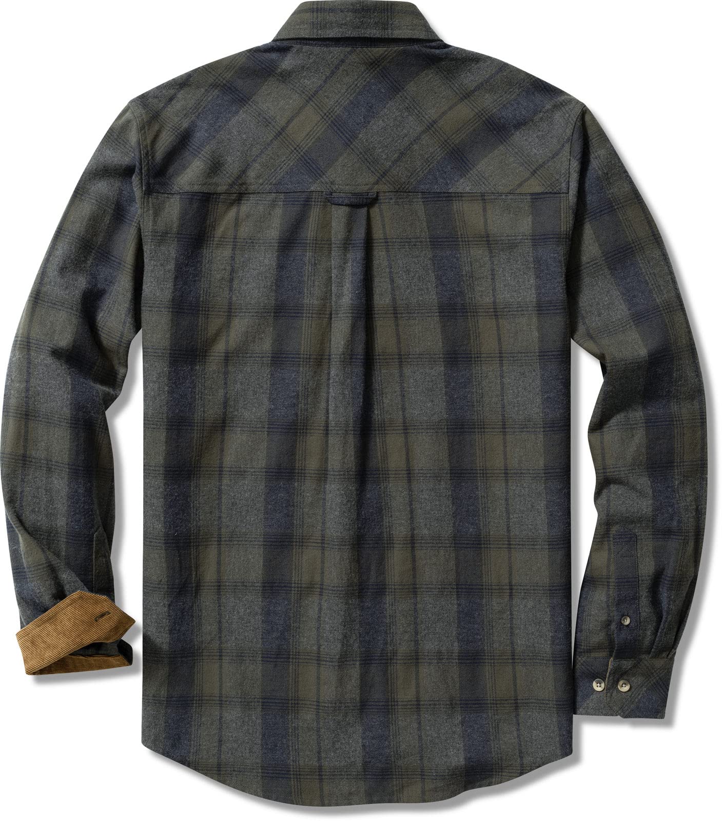 CQR Men's All Cotton Flannel Shirt, Long Sleeve Casual Button Up Plaid Shirt, Brushed Soft Outdoor Shirts, Solid Hunter Green, Large