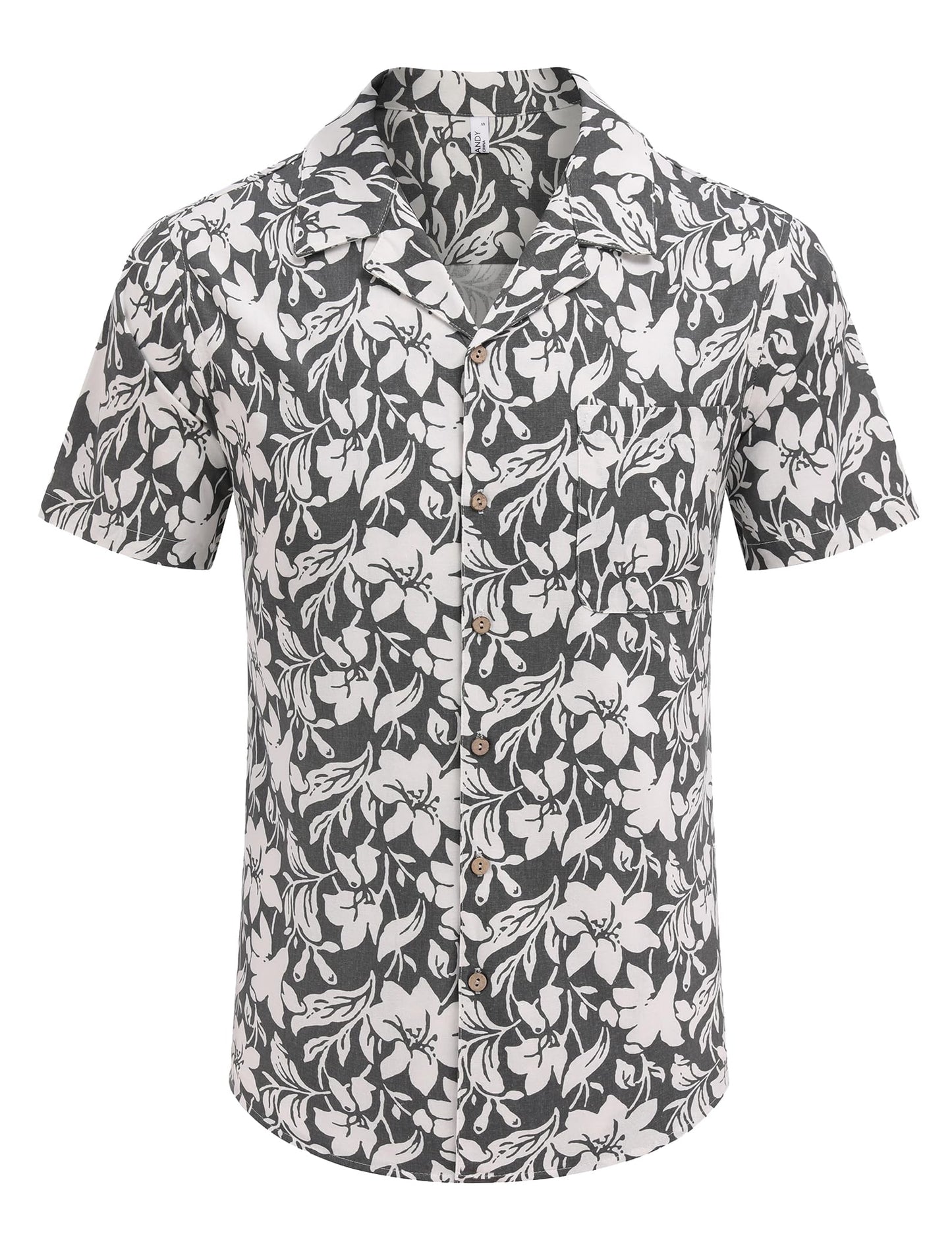 COOFANDY Men Hawaiian Floral Shirts Loose Fit Tropical Holiday Linen Beach Shirts