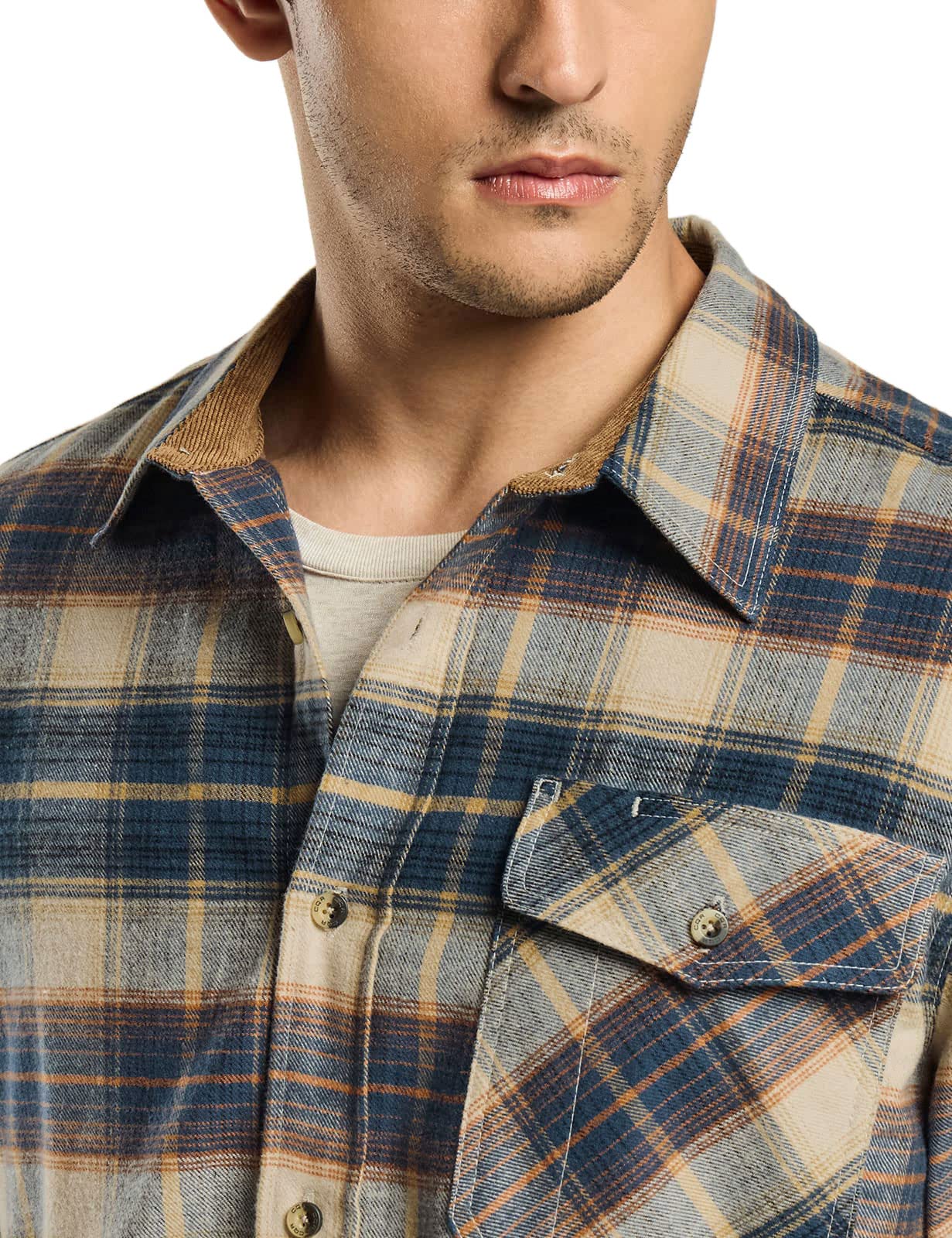 CQR Men's All Cotton Flannel Shirt, Long Sleeve Casual Button Up Plaid Shirt, Brushed Soft Outdoor Shirts, Solid Hunter Green, Large