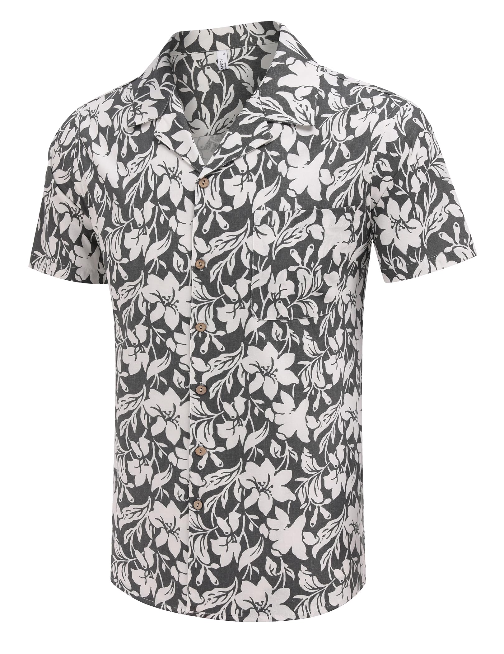 COOFANDY Men Hawaiian Floral Shirts Loose Fit Tropical Holiday Linen Beach Shirts