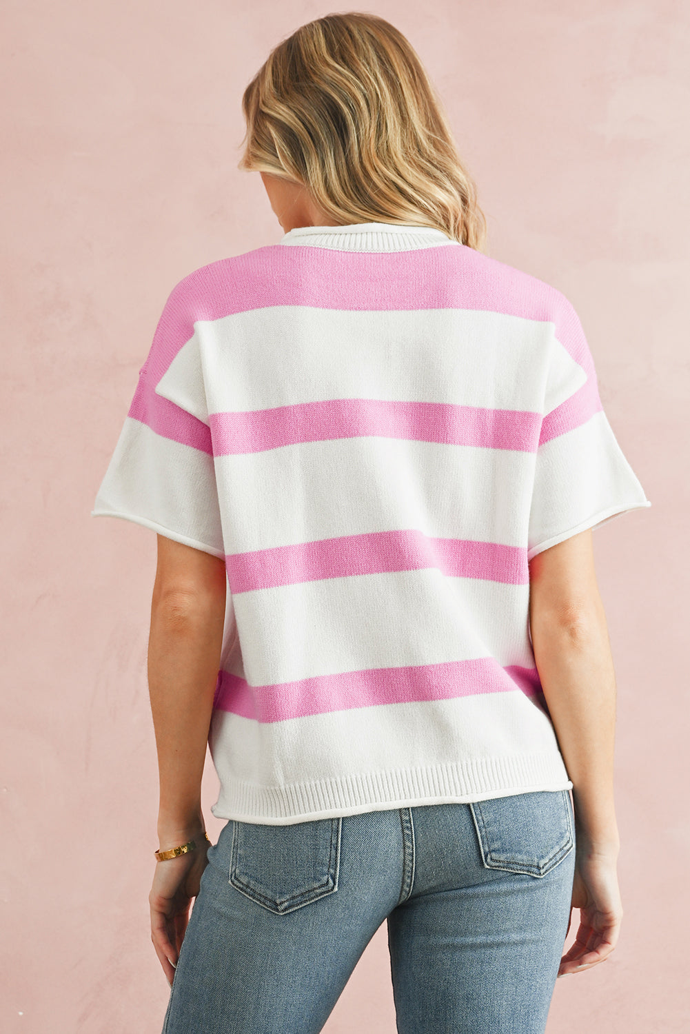 Pink Stripe Drop Sleeve Lightweight