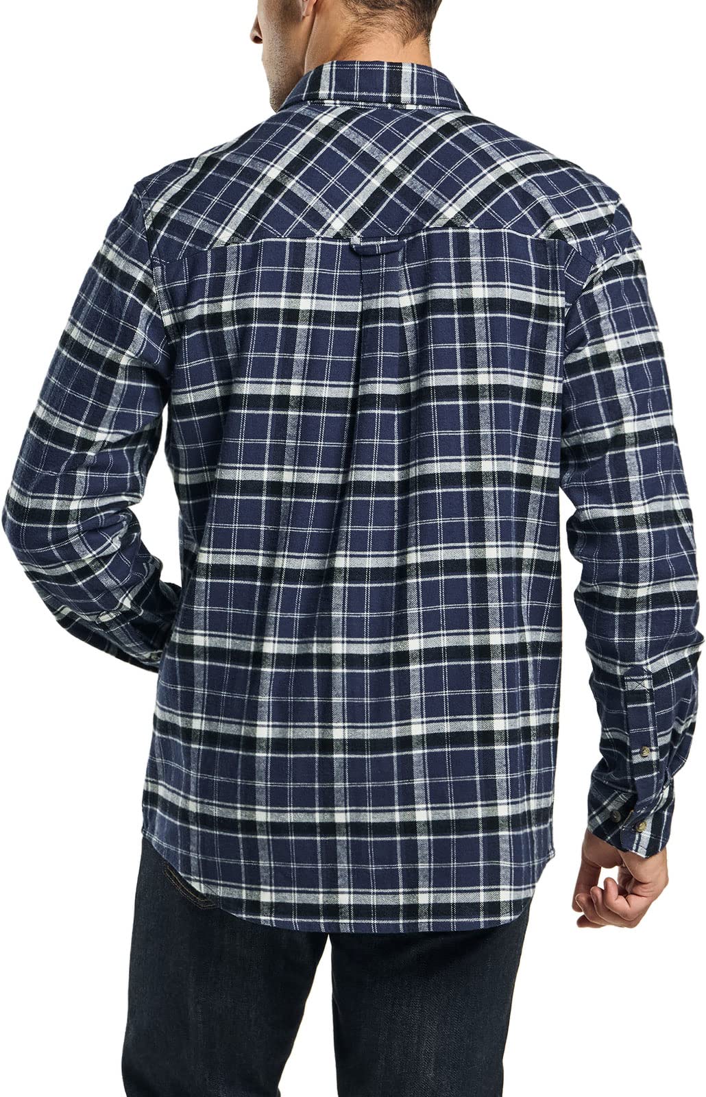 CQR Men's All Cotton Flannel Shirt, Long Sleeve Casual Button Up Plaid Shirt, Brushed Soft Outdoor Shirts, Solid Hunter Green, Large