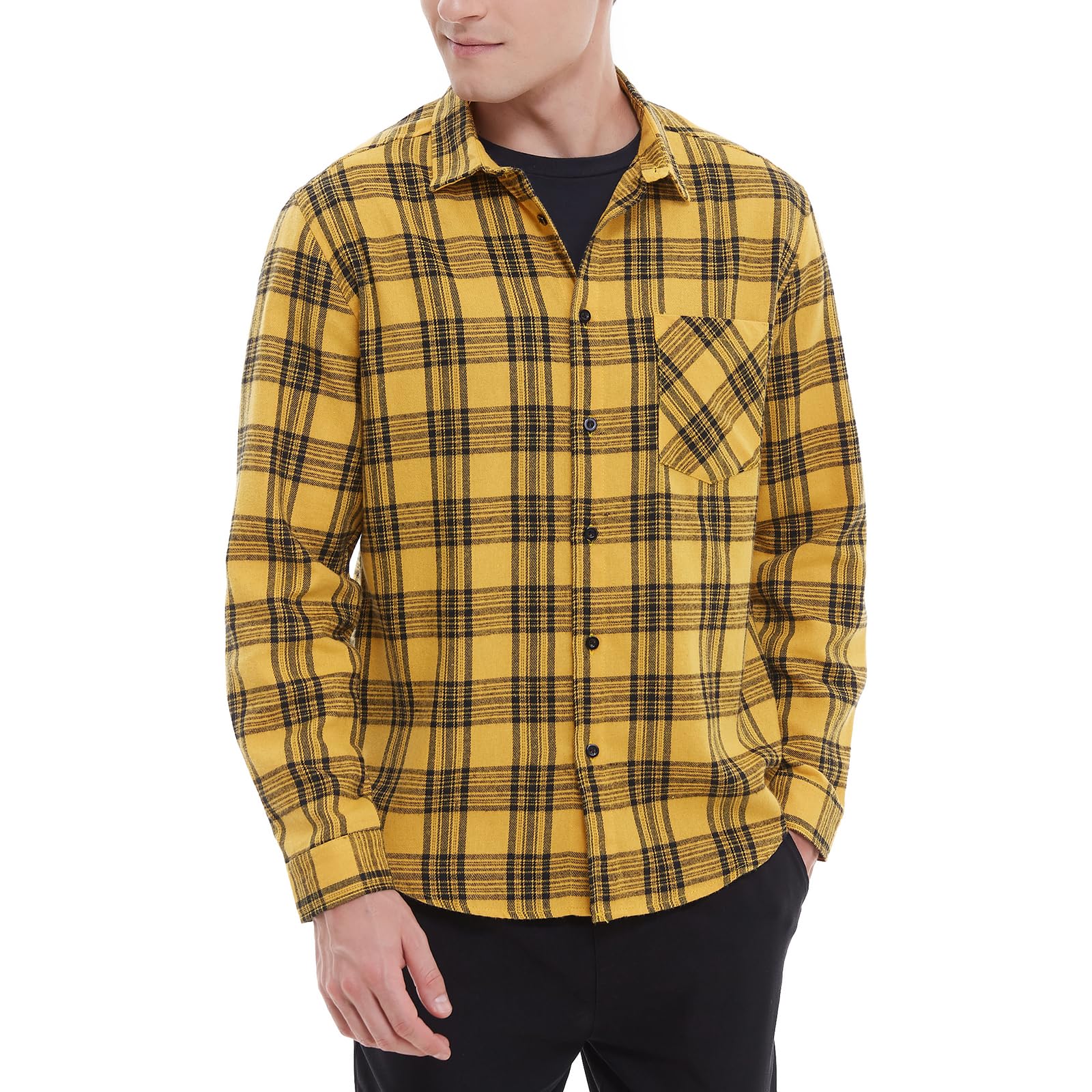 Men's Plaid Flannel Shirts Long Sleeve Button Down Work Casual Shirt