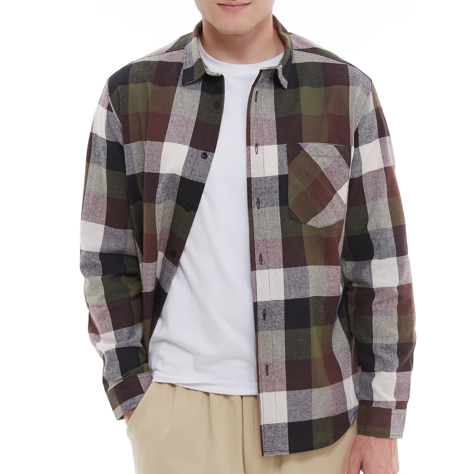 Men's Plaid Flannel Shirts Long Sleeve Button Down Work Casual Shirt