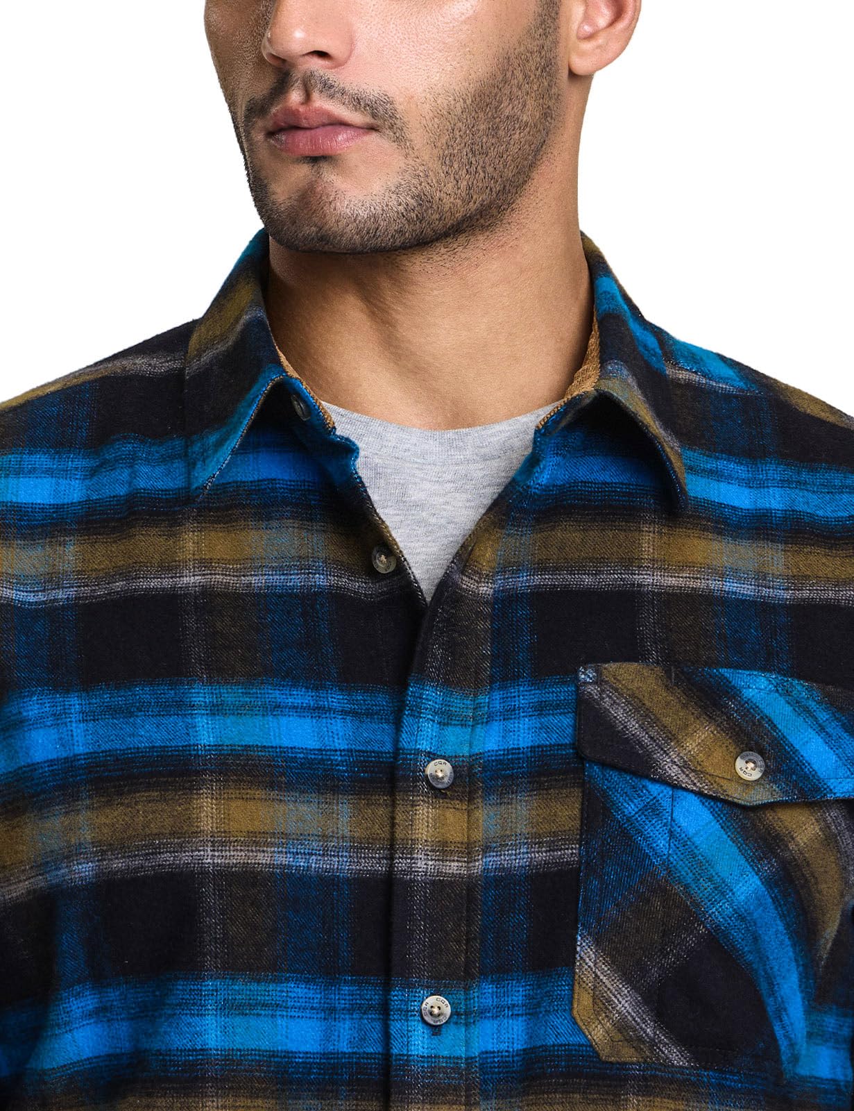 CQR Men's All Cotton Flannel Shirt, Long Sleeve Casual Button Up Plaid Shirt, Brushed Soft Outdoor Shirts, Solid Hunter Green, Large