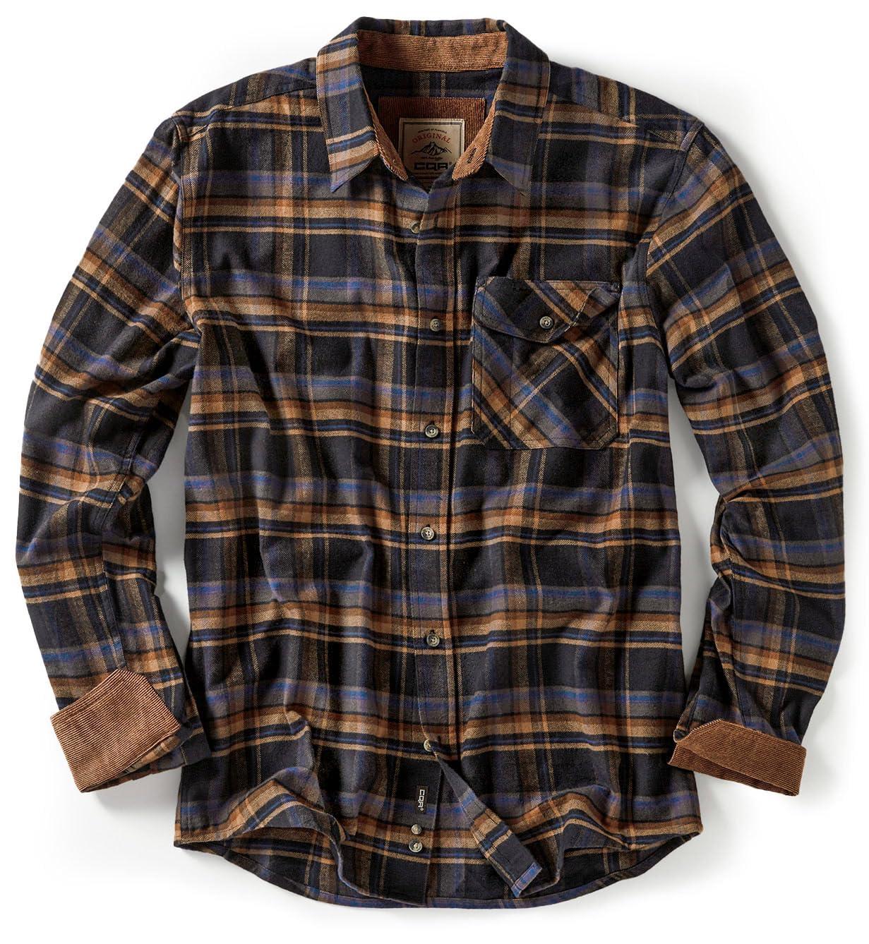 CQR Men's All Cotton Flannel Shirt, Long Sleeve Casual Button Up Plaid Shirt, Brushed Soft Outdoor Shirts, Solid Hunter Green, Large