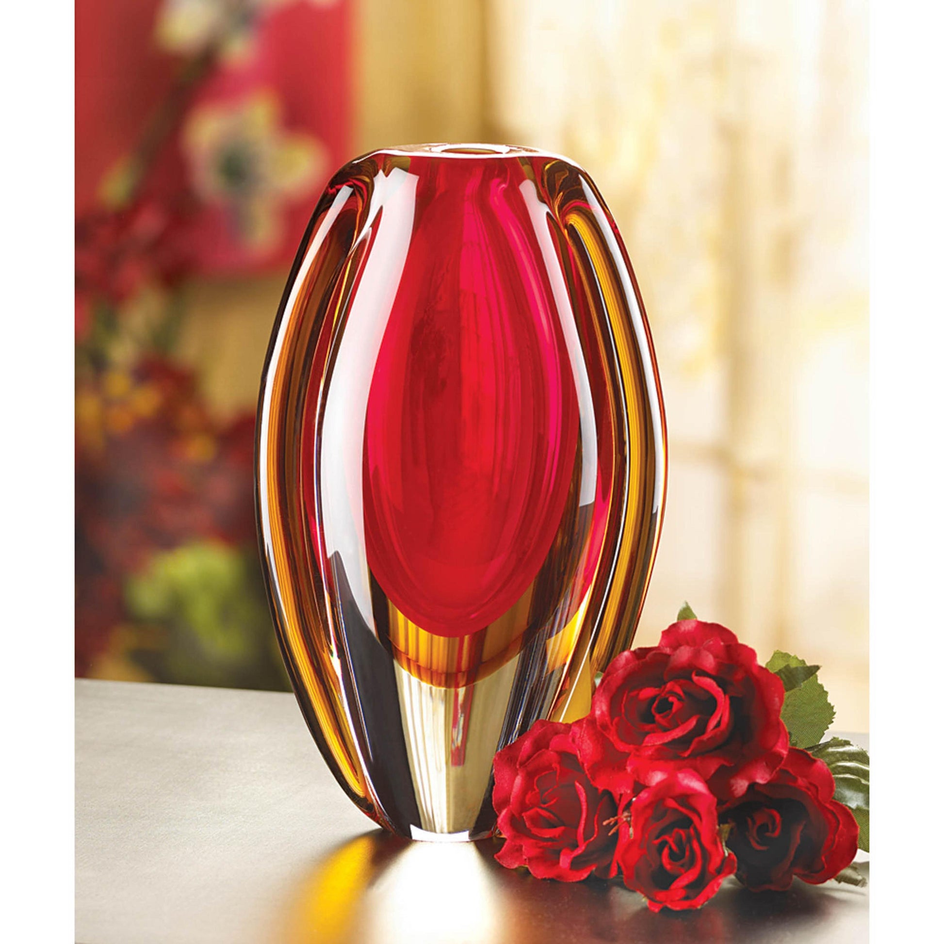 Accent Plus Sunfire Glass Vase - Stunning Decorative Home Accent