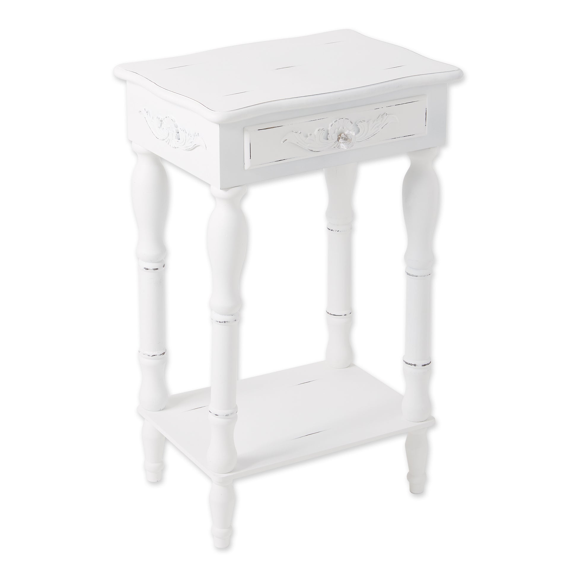 CARVED WHITE SIDE TABLE