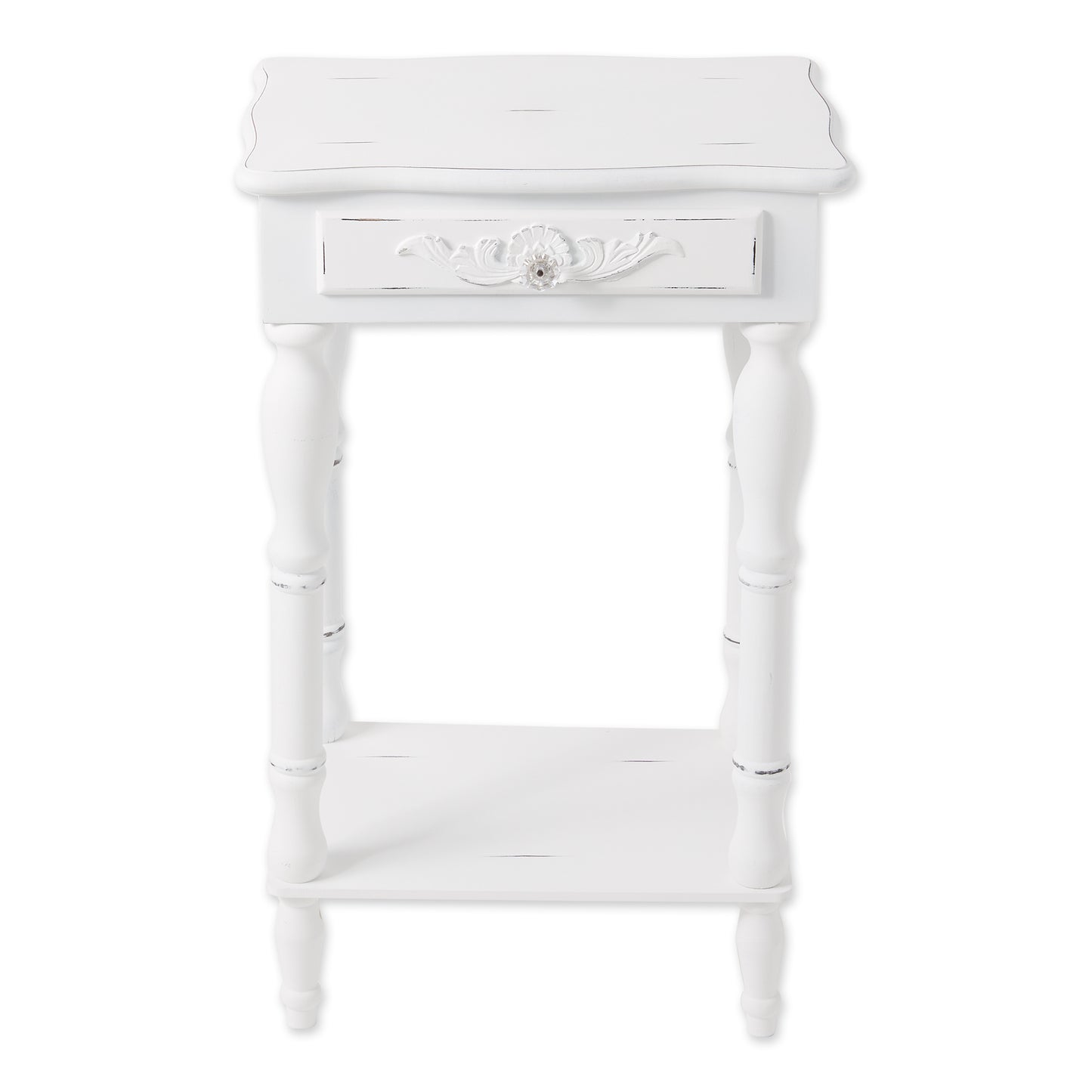 CARVED WHITE SIDE TABLE