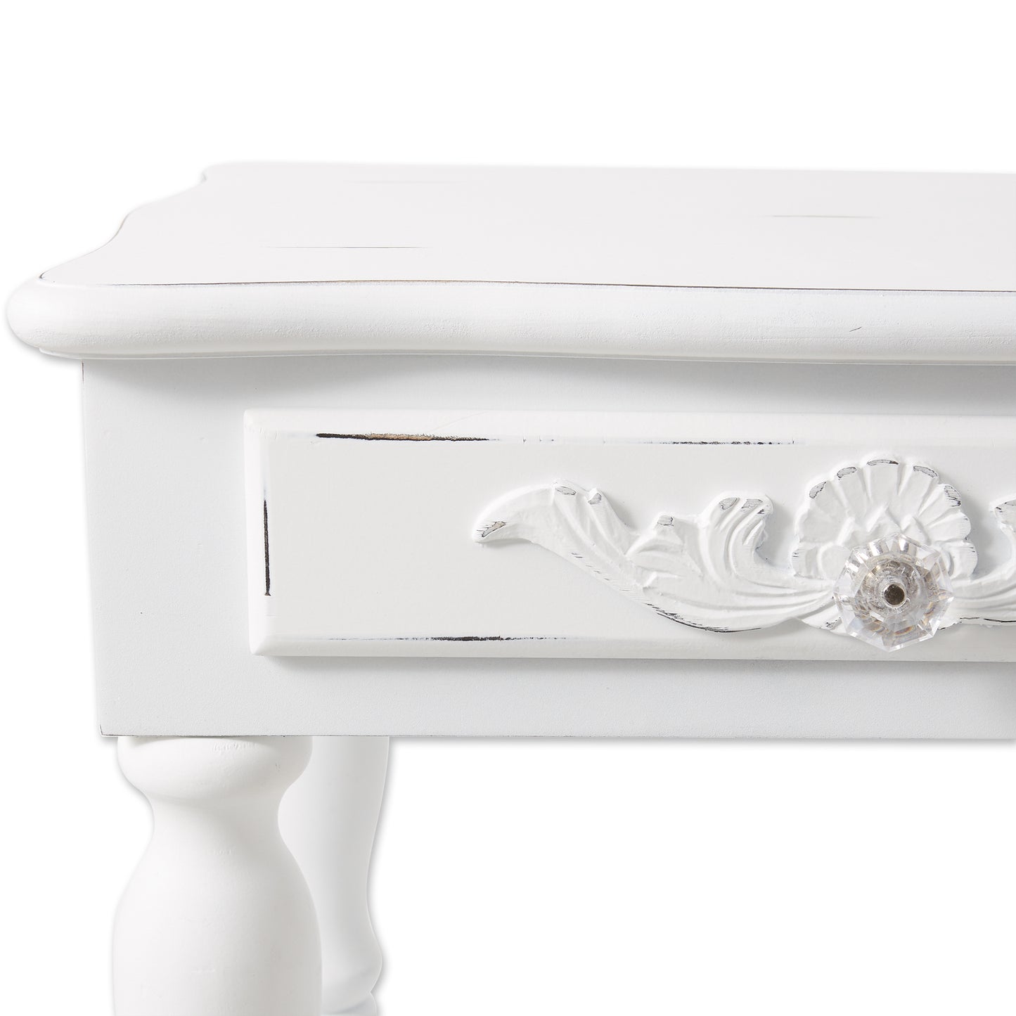 CARVED WHITE SIDE TABLE