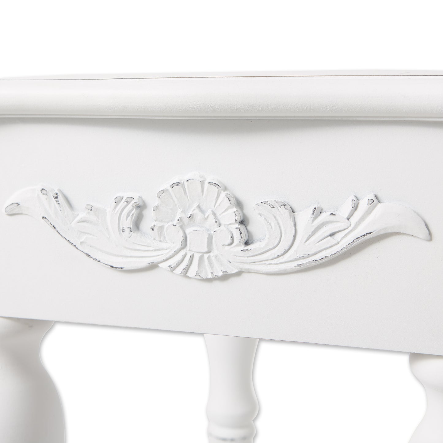 CARVED WHITE SIDE TABLE