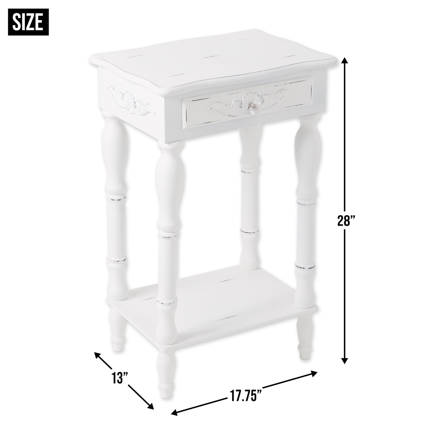 CARVED WHITE SIDE TABLE