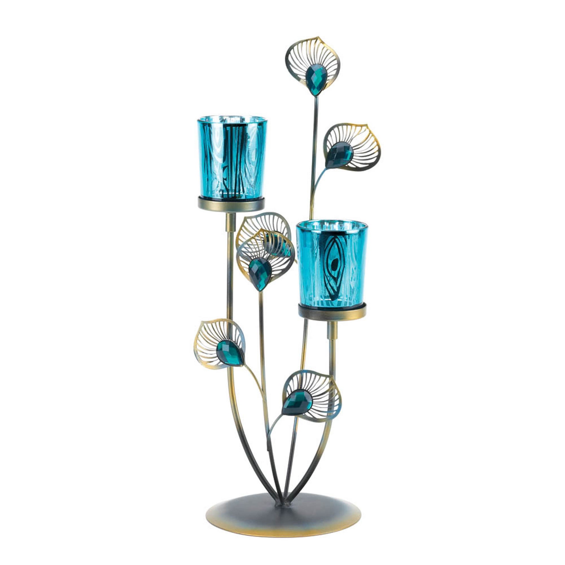 PEACOCK PLUME CANDLEHOLDER