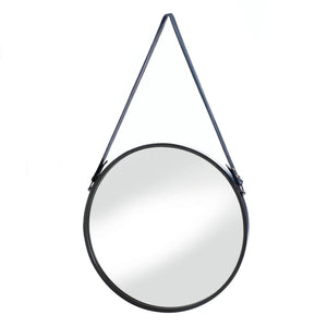 HANGING MIRROR WITH FAUX LEATHER STRAP