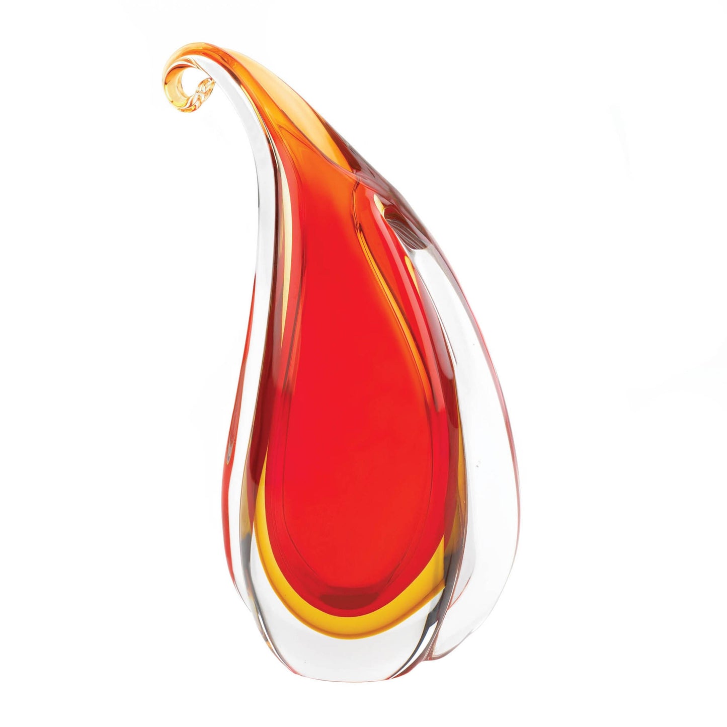 Accent Plus Red Curl Art Glass Vase - Stunning Home Decor