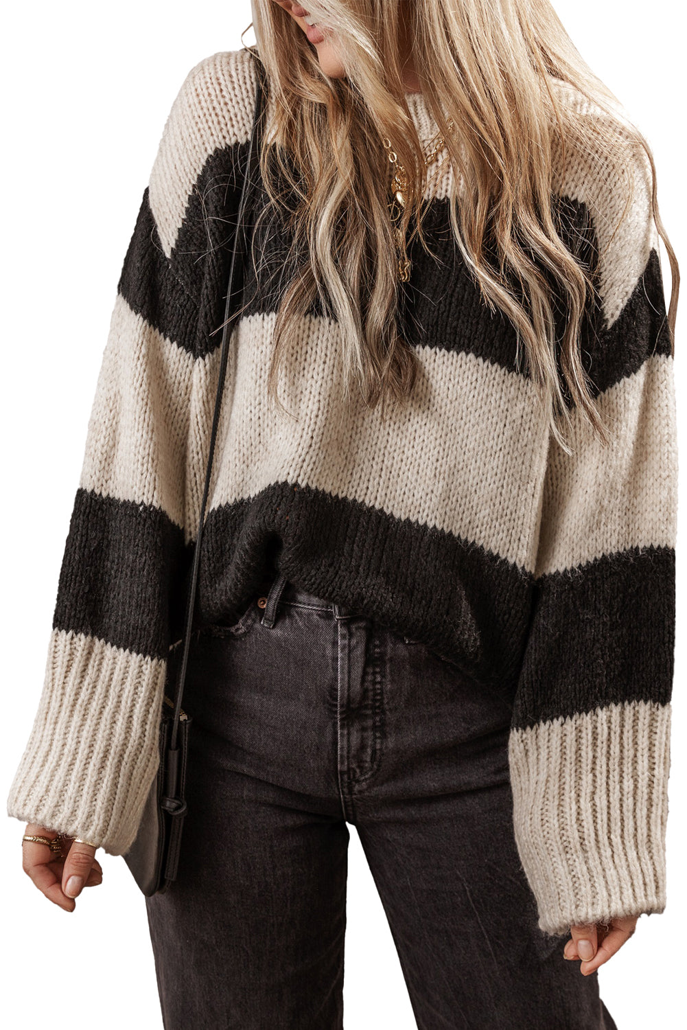 Jet Stream Colorblock Loose Pullover Sweater