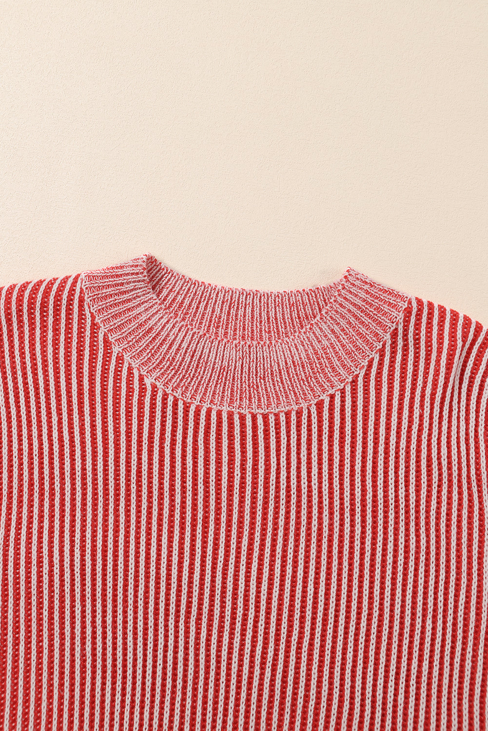 Black Stripe Ribbed Drop Shoulder Sweater