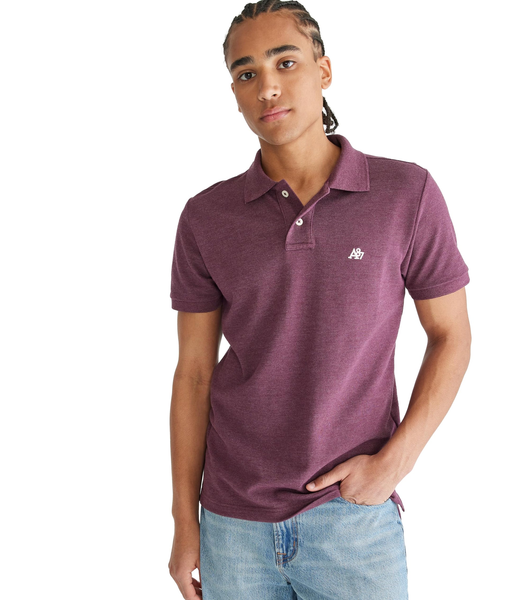 AEROPOSTALE Men's Polo, Deep Navy, Medium