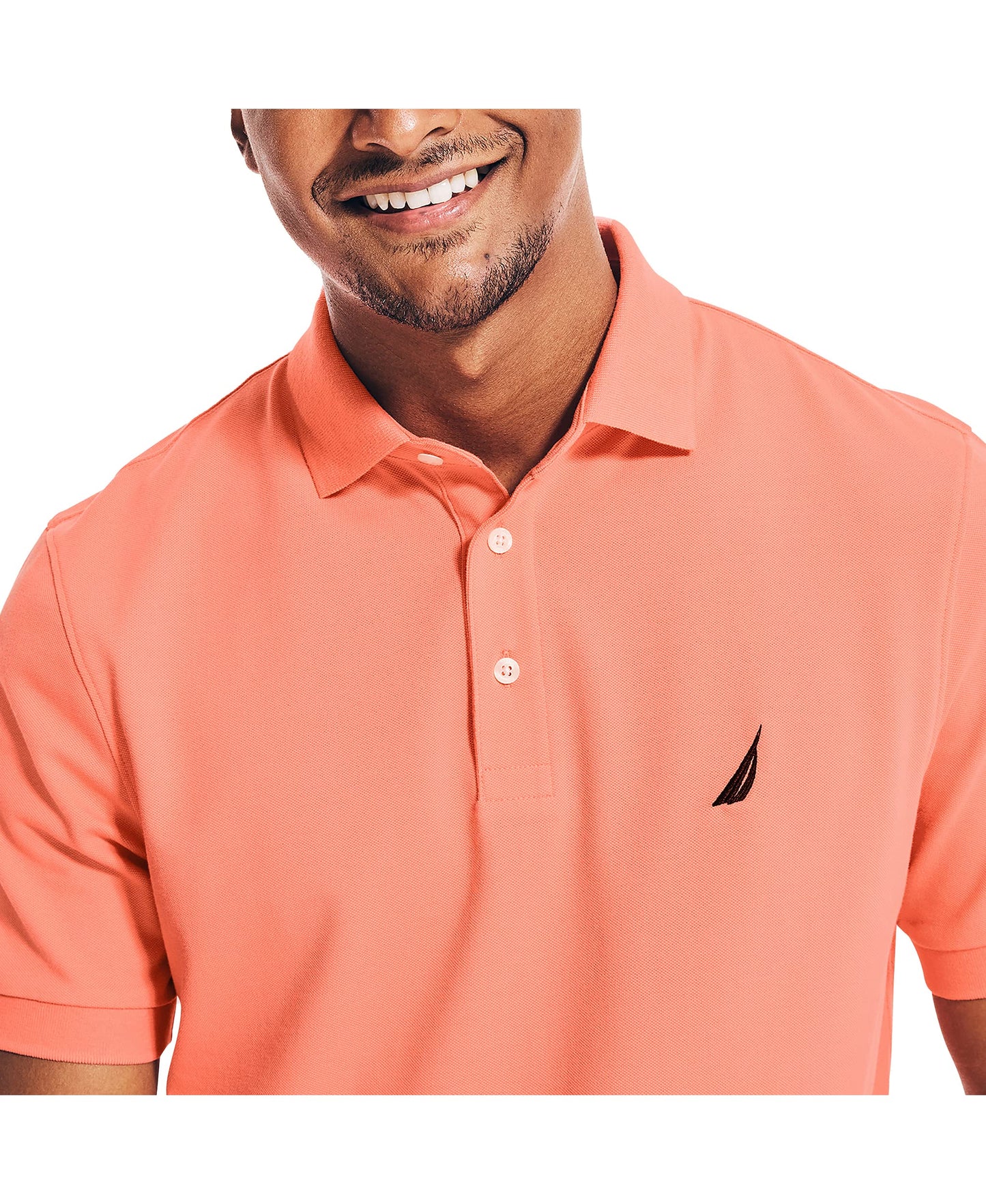 Nautica Men's Short Sleeve Solid Stretch Cotton Pique Polo Shirt, Pale Coral, X-Large