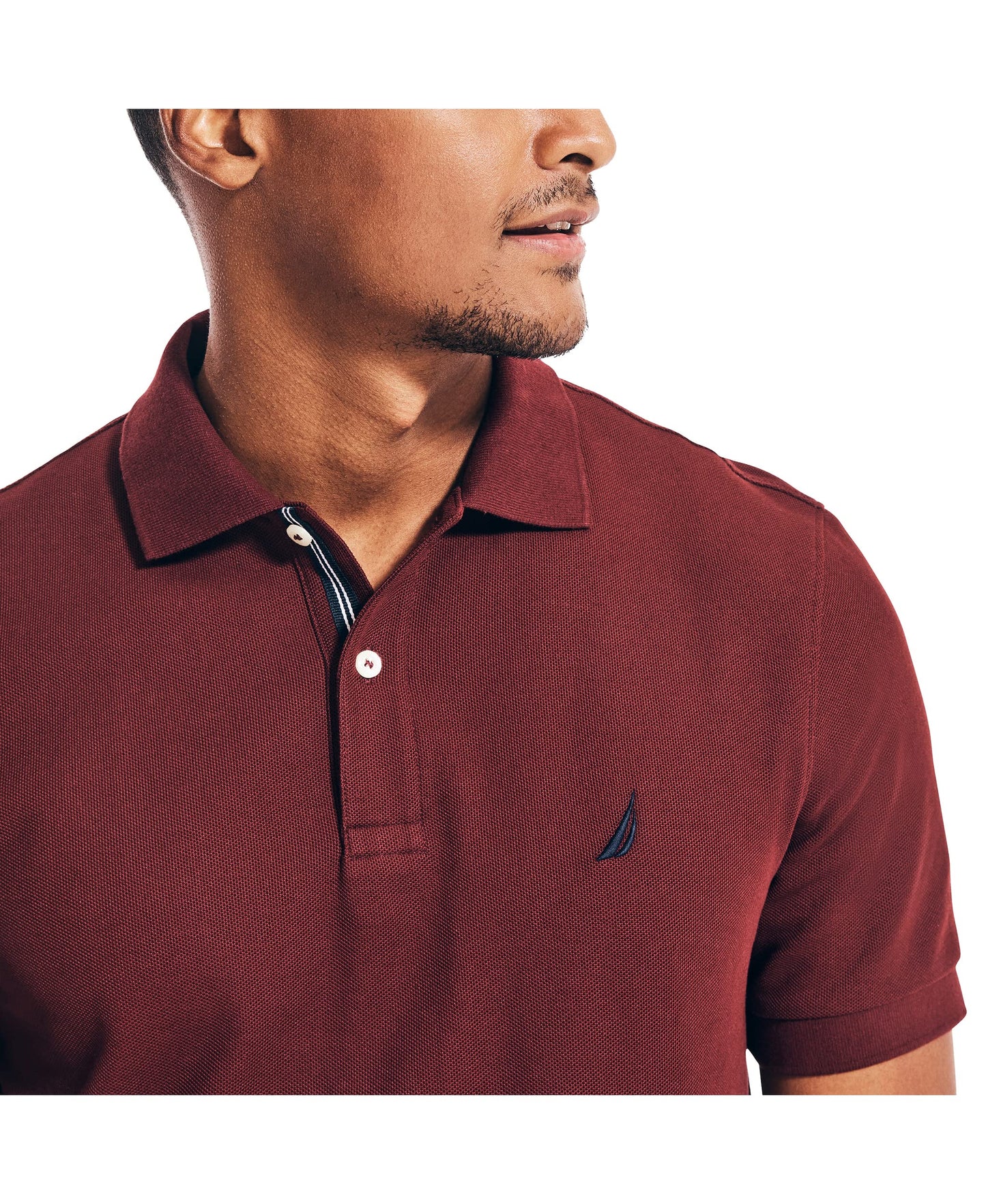 Nautica Men's Classic Short Sleeve Solid Polo Shirt, Royal Burgundy, Large