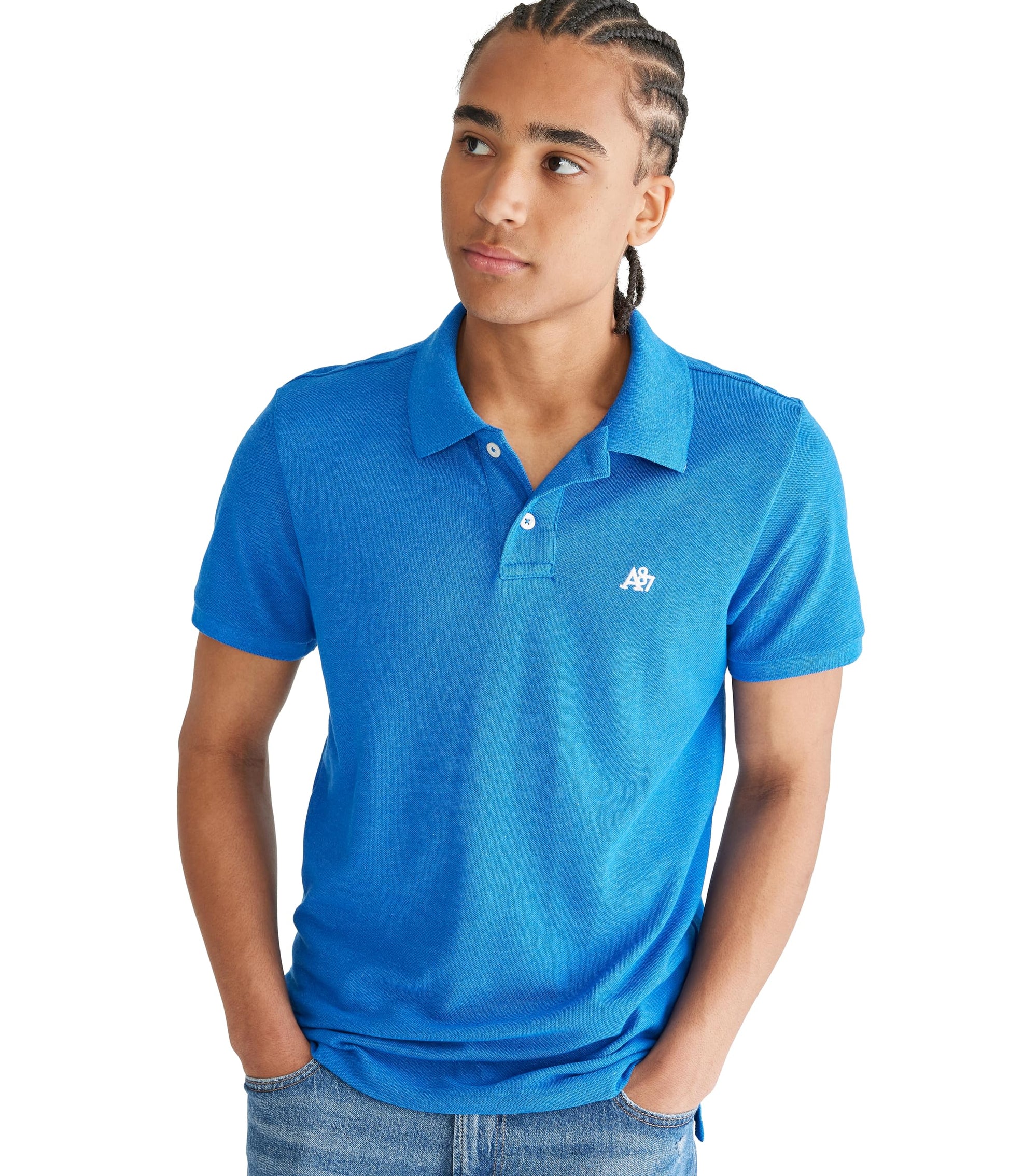 AEROPOSTALE Men's Polo, Deep Navy, Medium