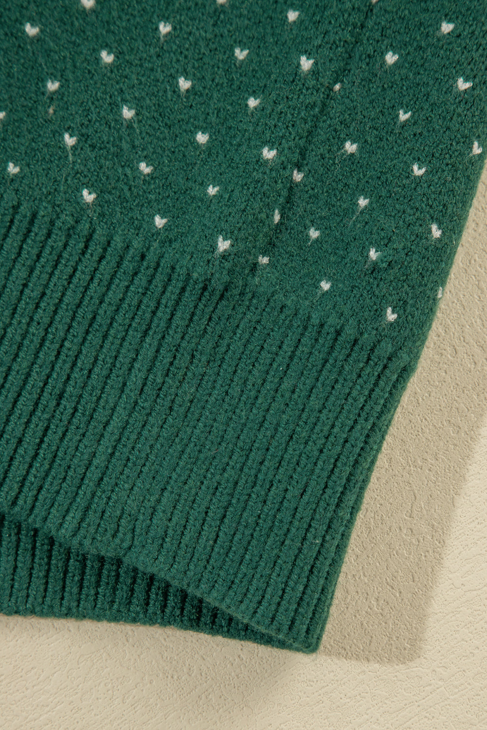 Green Snowflake Dotted Print Round Neck Sweater