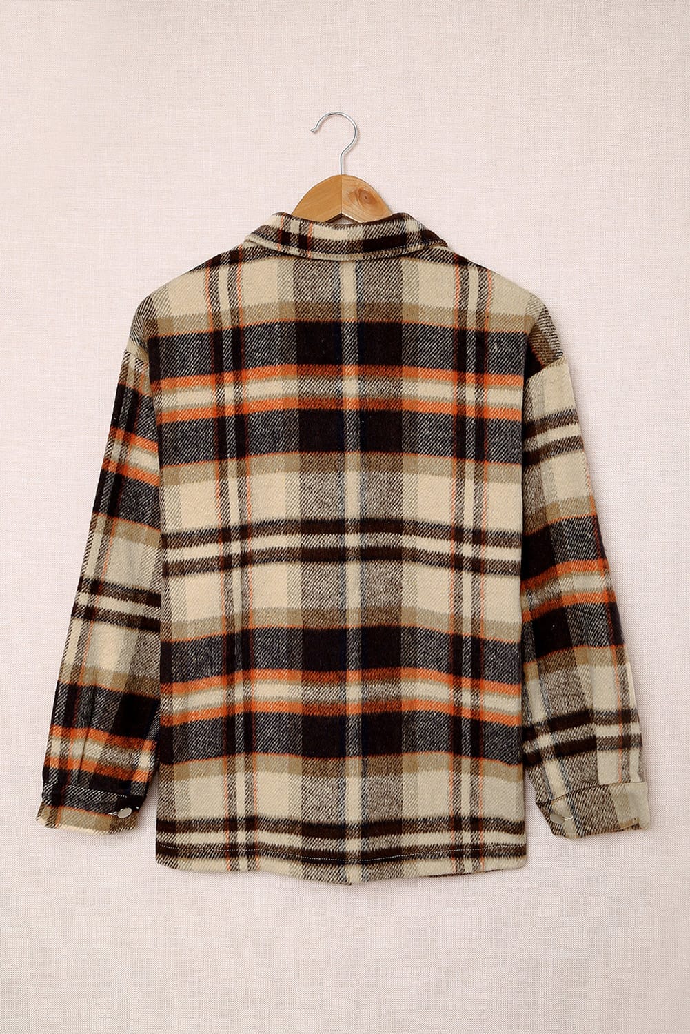 Brown Plaid Button Up Long Sleeve Flannel Shacket