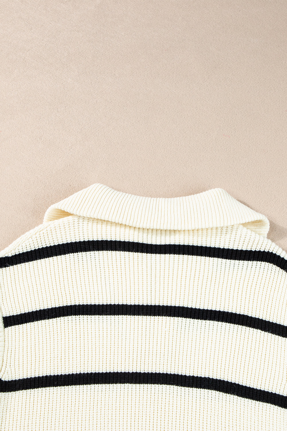 Brown Stripe Zipped Collar Cap Sleeve Knit Top