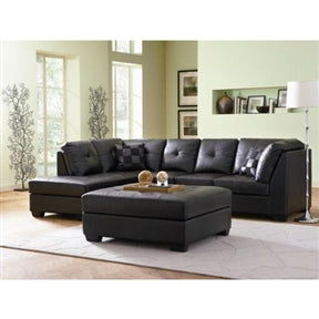 Black Bonded Leather Sectional Sofa with Left Side Chaise