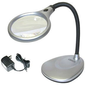 LED Illuminated 2X Magnifying Glass Desk Lamp