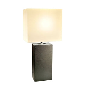 Contemporary Black Leather Table Lamp