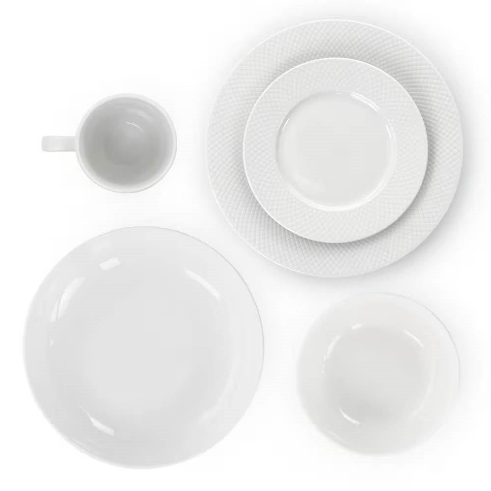 18-Piece White Porcelain Dinnerware Set with Plates, Bowls, and Mugs - Service for 4