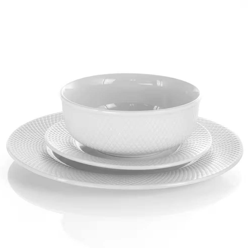 18-Piece White Porcelain Dinnerware Set with Plates, Bowls, and Mugs - Service for 4