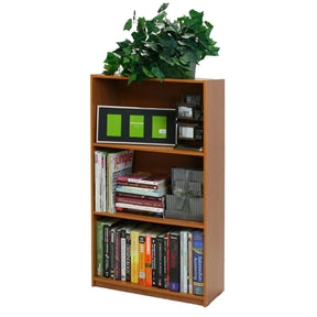 Light Cherry Finish 3-Tier Storage Shelves Bookcase