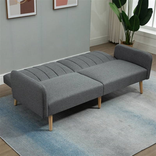 Modern Mid-Century Light Gray Linen-touch Polyester Futon Sleeper Sofa Bed