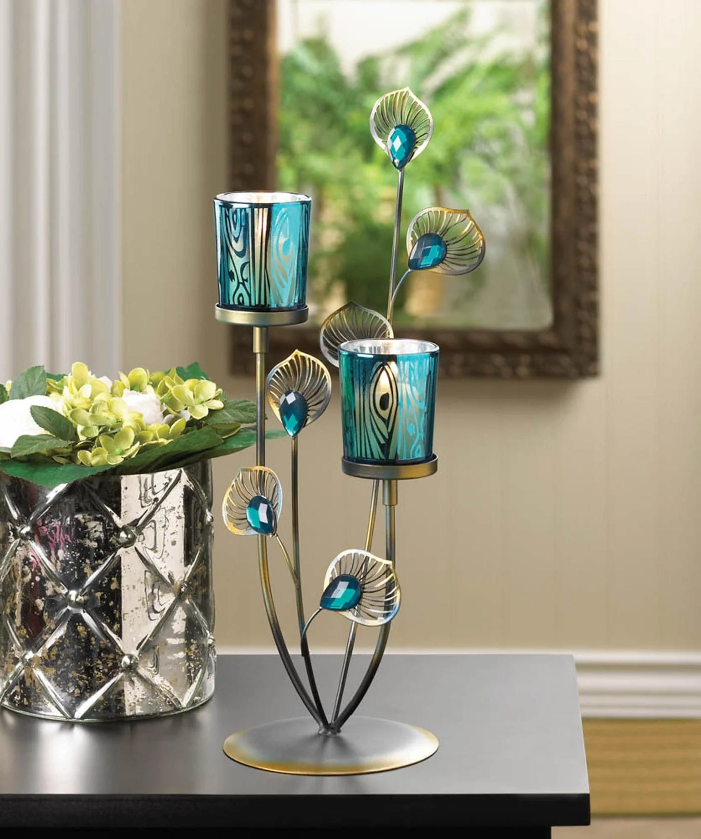 PEACOCK PLUME CANDLEHOLDER