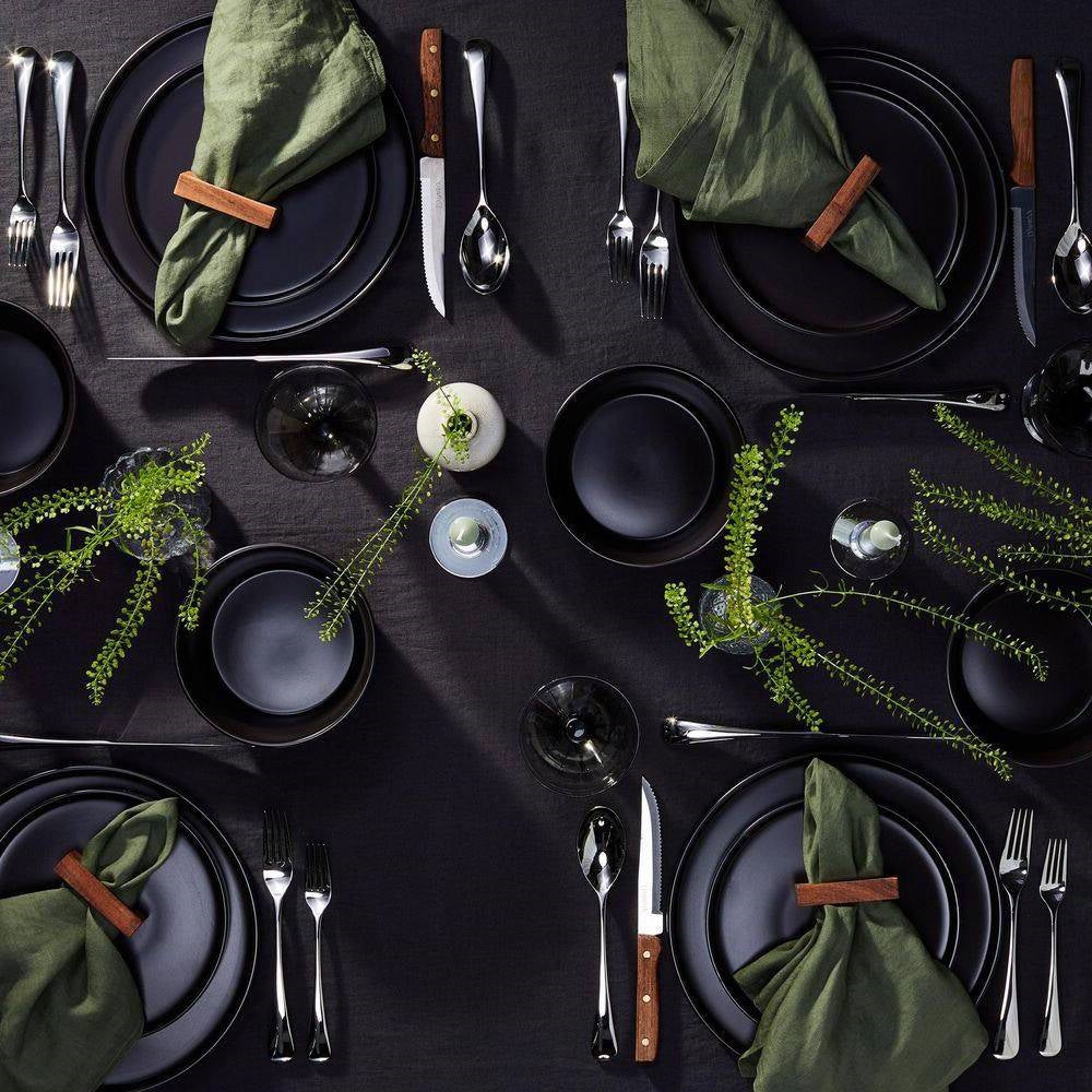 16-Piece Matte Black Stoneware Dinnerware Set - Service for 4